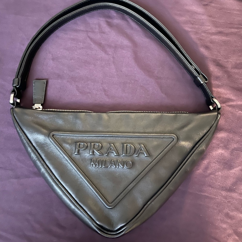 Discontinued Prada black triangle mini purse